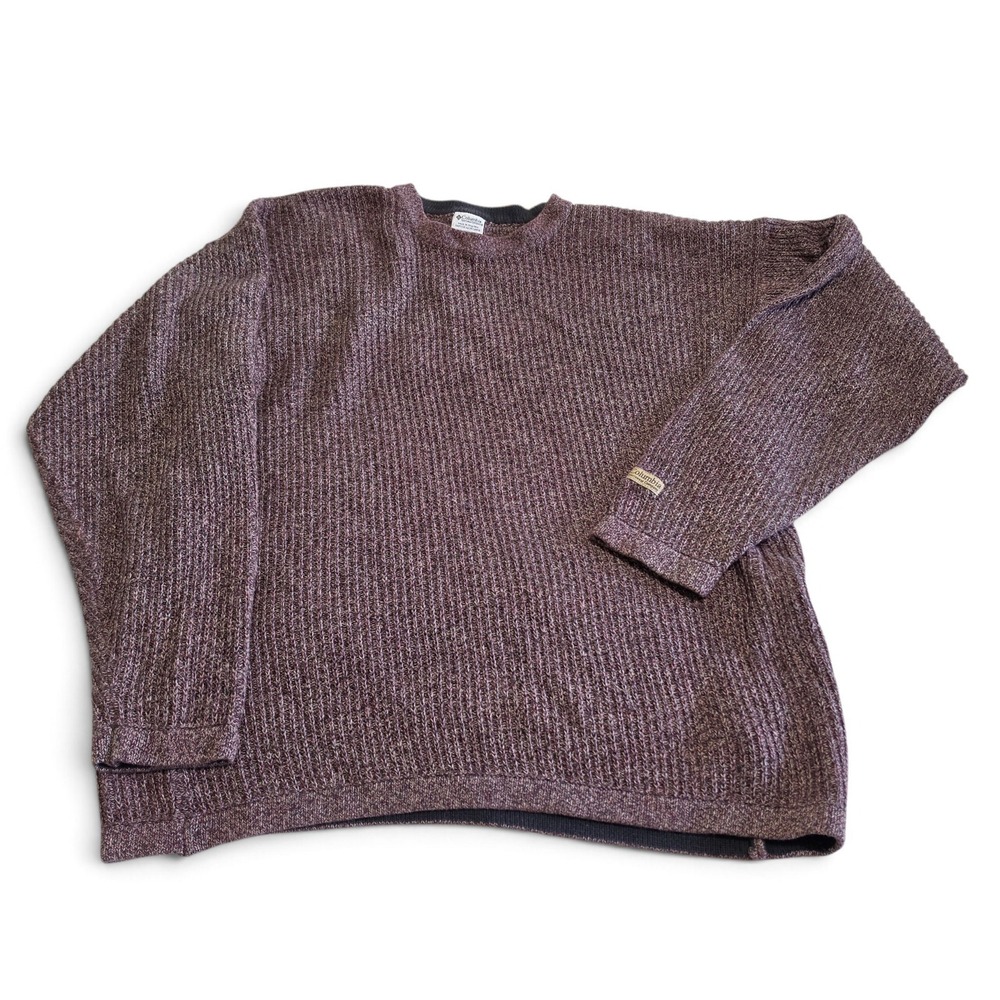 Vintage Y2K Columbia Sportswear Ribbed Cotton Sweater Men's XL Marled Burgundy